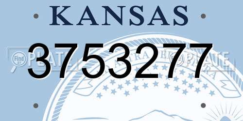 3753277 Kansas License Plate