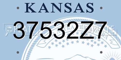 37532Z7 Kansas License Plate