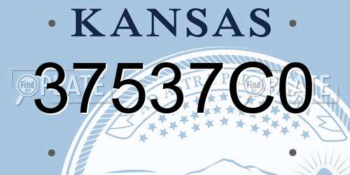 37537C0 Kansas License Plate