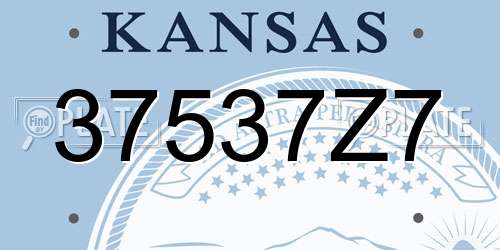 37537Z7 Kansas License Plate