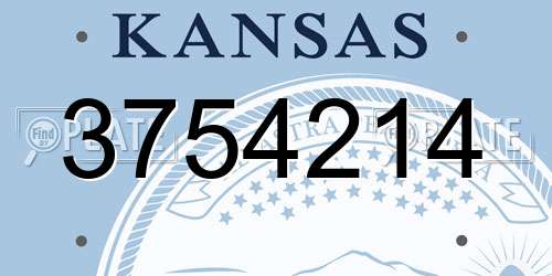 3754214 Kansas License Plate