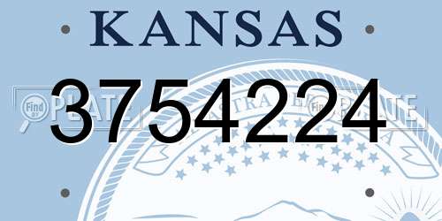 3754224 Kansas License Plate