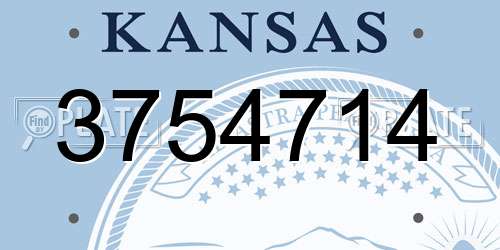 3754714 Kansas License Plate
