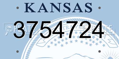 3754724 Kansas License Plate