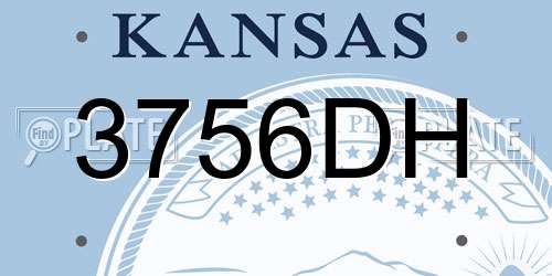 3756DH Kansas License Plate