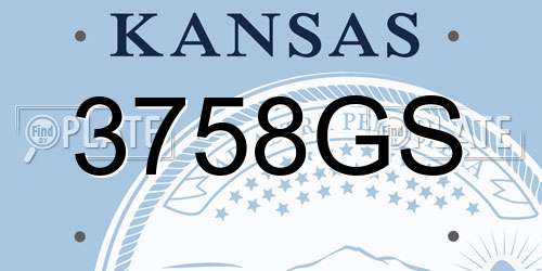 3758GS Kansas License Plate