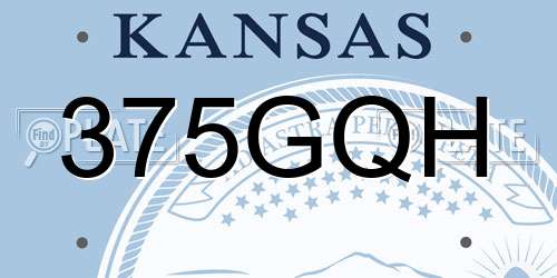 375GQH Kansas License Plate
