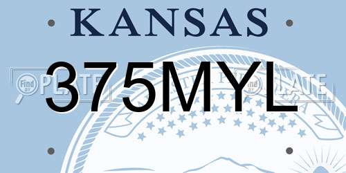 375MYL Kansas License Plate