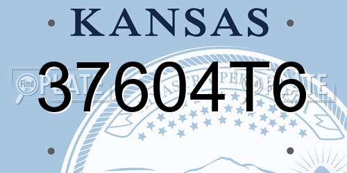 37604T6 Kansas License Plate