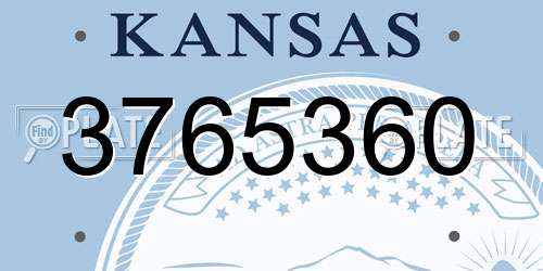 3765360 Kansas License Plate