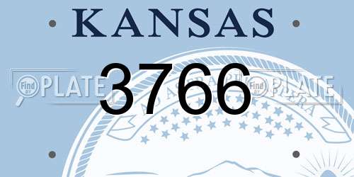 3766 Kansas License Plate