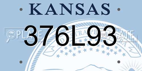 376L93 Kansas License Plate