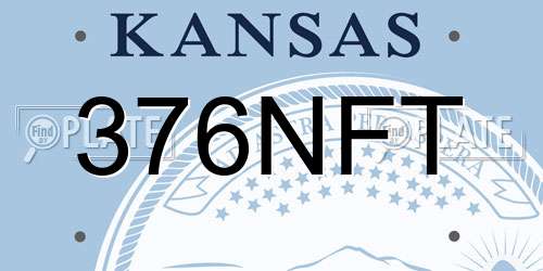 376NFT Kansas License Plate