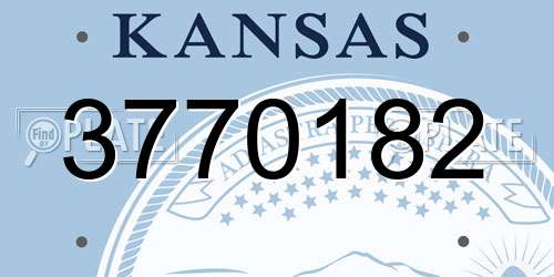 3770182 Kansas License Plate