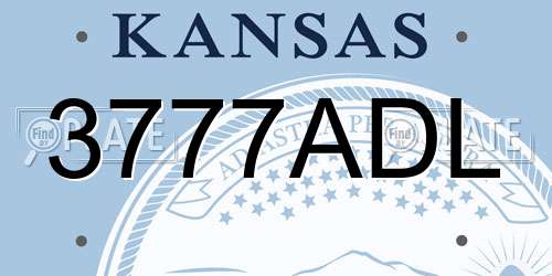 3777ADL Kansas License Plate