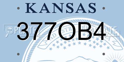 377OB4 Kansas License Plate