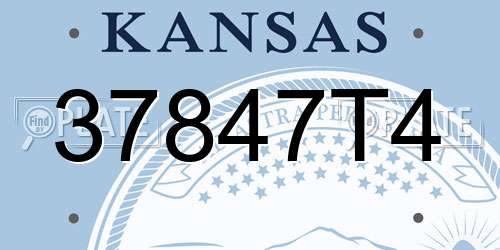 37847T4 Kansas License Plate