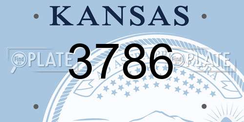 3786 Kansas License Plate