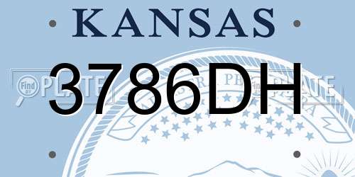 3786DH Kansas License Plate