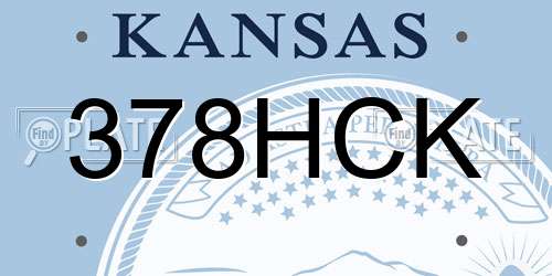 378HCK Kansas License Plate