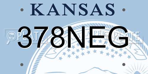 378NEG Kansas License Plate