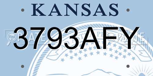 3793AFY Kansas License Plate