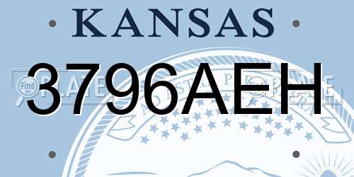3796AEH Kansas License Plate