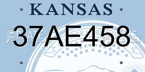 37AE458 Kansas License Plate