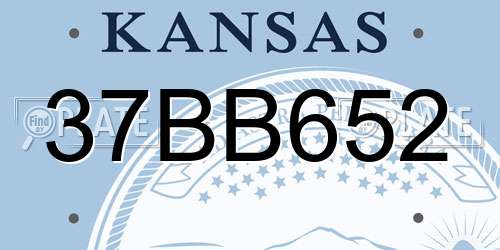 37BB652 Kansas License Plate