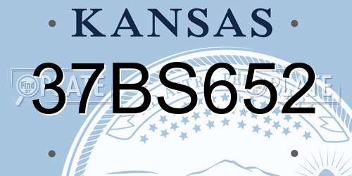 37BS652 Kansas License Plate