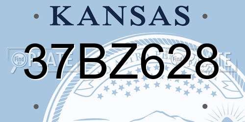 37BZ628 Kansas License Plate