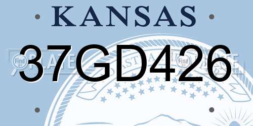 37GD426 Kansas License Plate