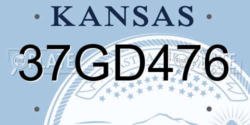 37GD476 Kansas License Plate