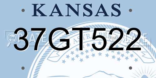 37GT522 Kansas License Plate