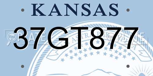 37GT877 Kansas License Plate