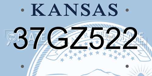 37GZ522 Kansas License Plate