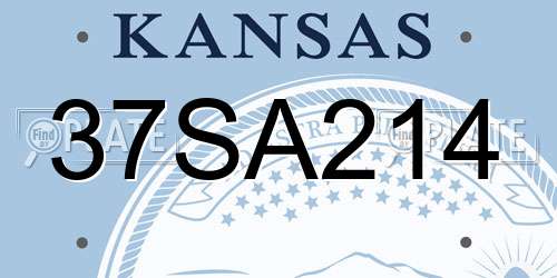 37SA214 Kansas License Plate
