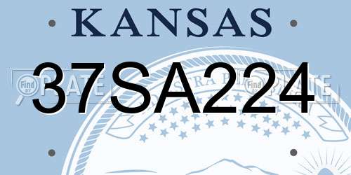 37SA224 Kansas License Plate