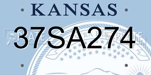 37SA274 Kansas License Plate