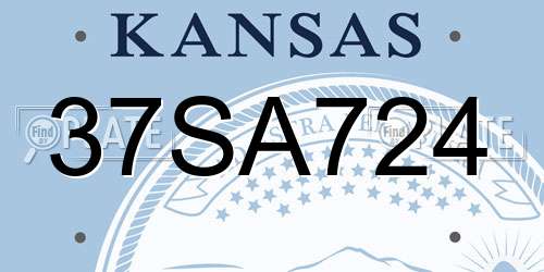 37SA724 Kansas License Plate