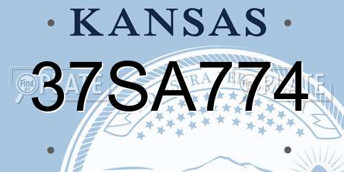 37SA774 Kansas License Plate