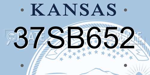 37SB652 Kansas License Plate