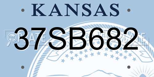 37SB682 Kansas License Plate