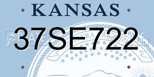 37SE722 Kansas License Plate