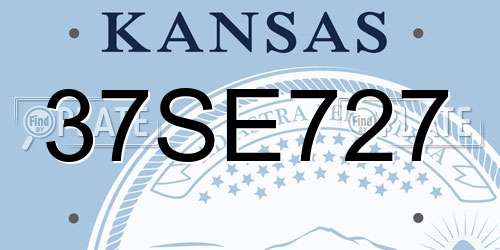 37SE727 Kansas License Plate