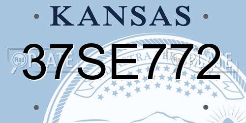 37SE772 Kansas License Plate