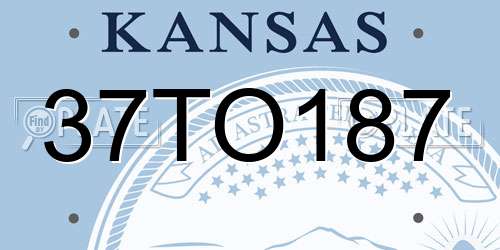 37TO187 Kansas License Plate