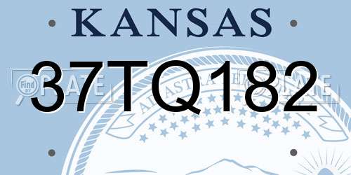 37TQ182 Kansas License Plate