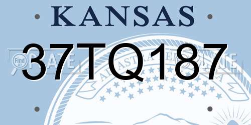 37TQ187 Kansas License Plate