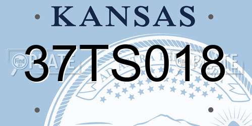 37TS018 Kansas License Plate